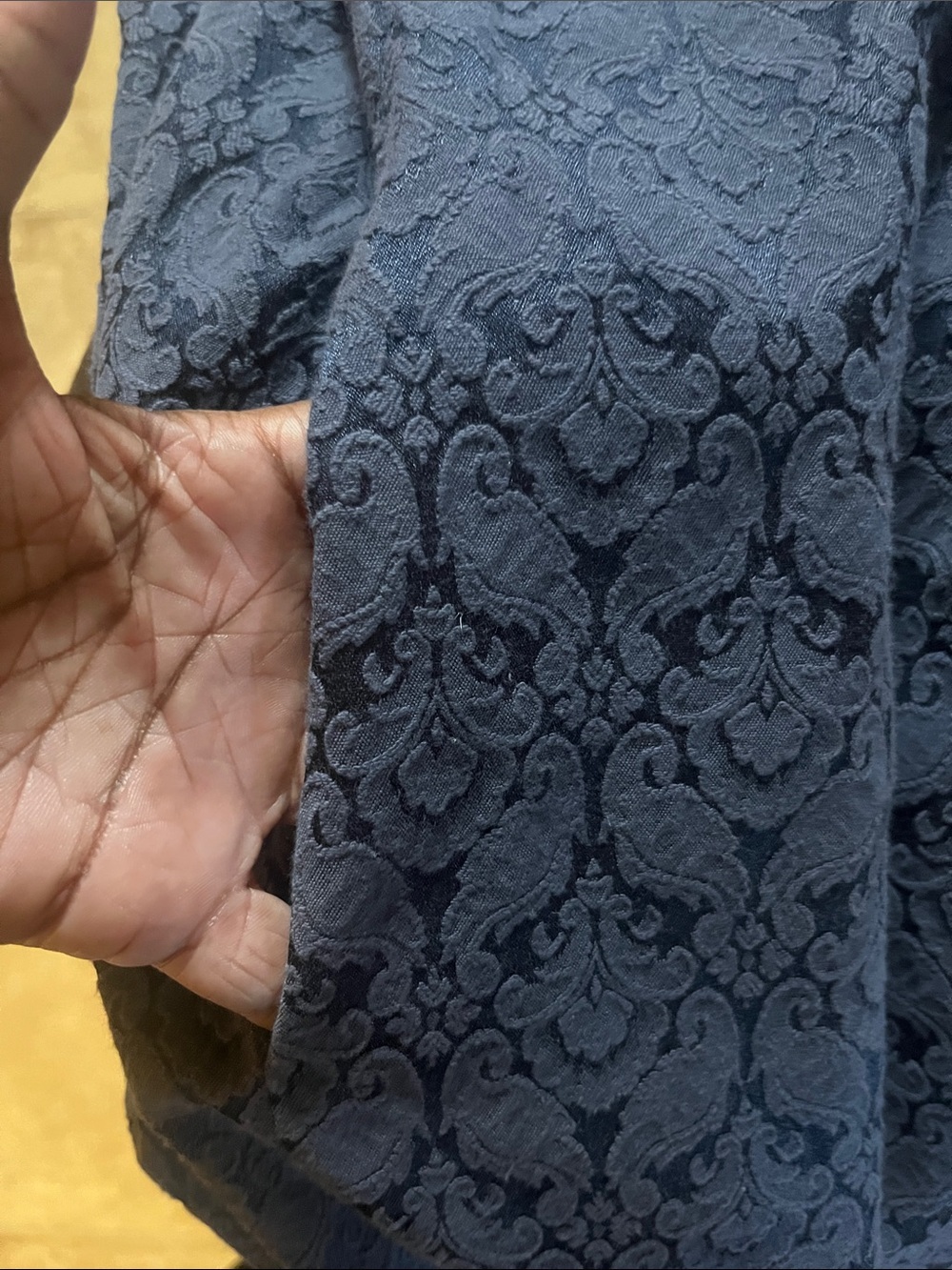Miss Curvista Navy Blue/Mandarin Brocade Swing Jacket/Coat Paisley Boho Cottagec - Picture 6 of 10